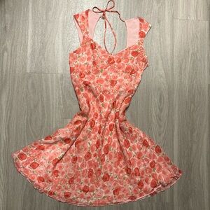 LOFT Pink and Red Floral Dress